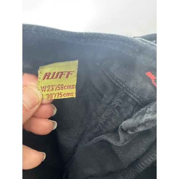 Vintage 90s Y2K Ruff Jeans Black Wide Leg Carpenter Embroider Kids 20" * 21" 5/6 - Picture 6 of 11